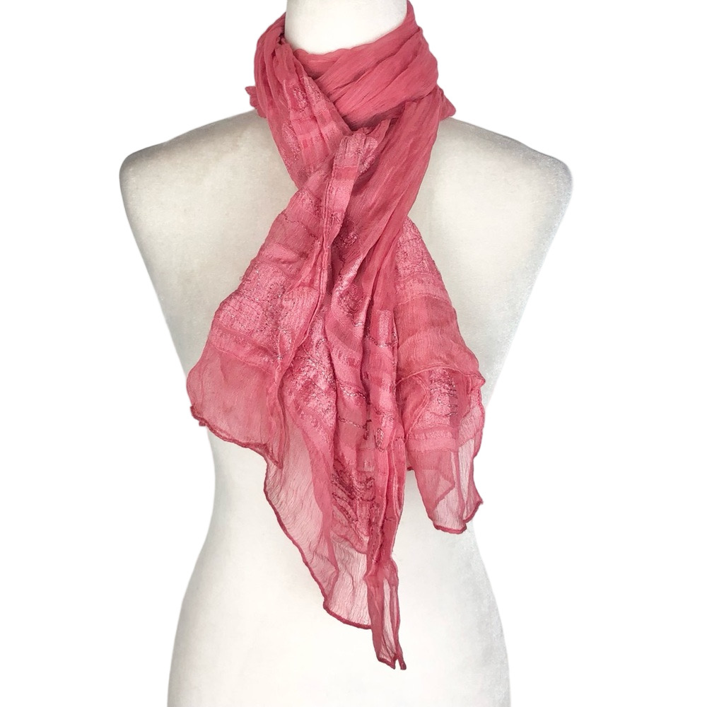 Coral crinkly boho scarf